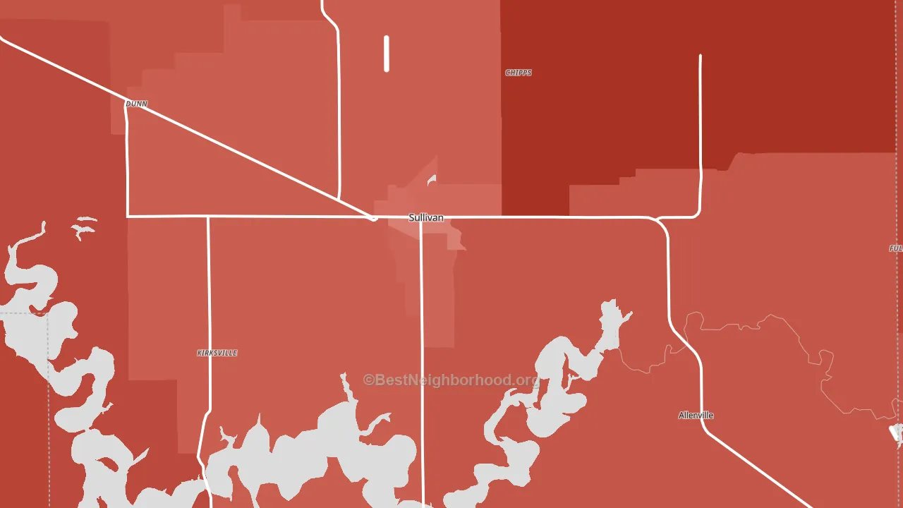 61951, IL block-group political-lean map