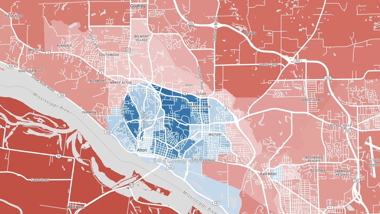 62002, IL block-group political-lean map