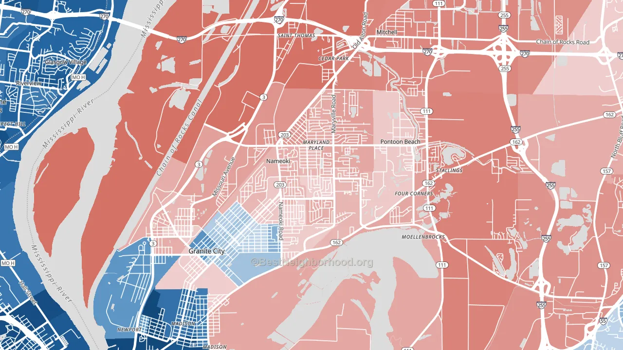 62040, IL block-group political-lean map