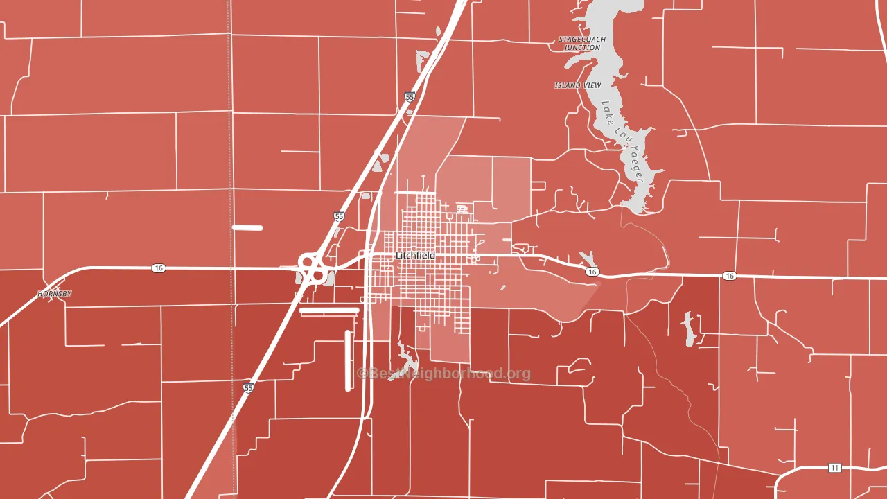 62056, IL block-group political-lean map