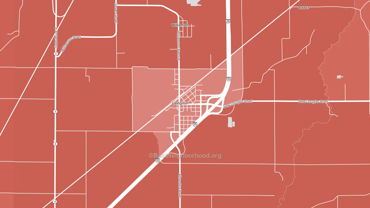 62058, IL block-group political-lean map
