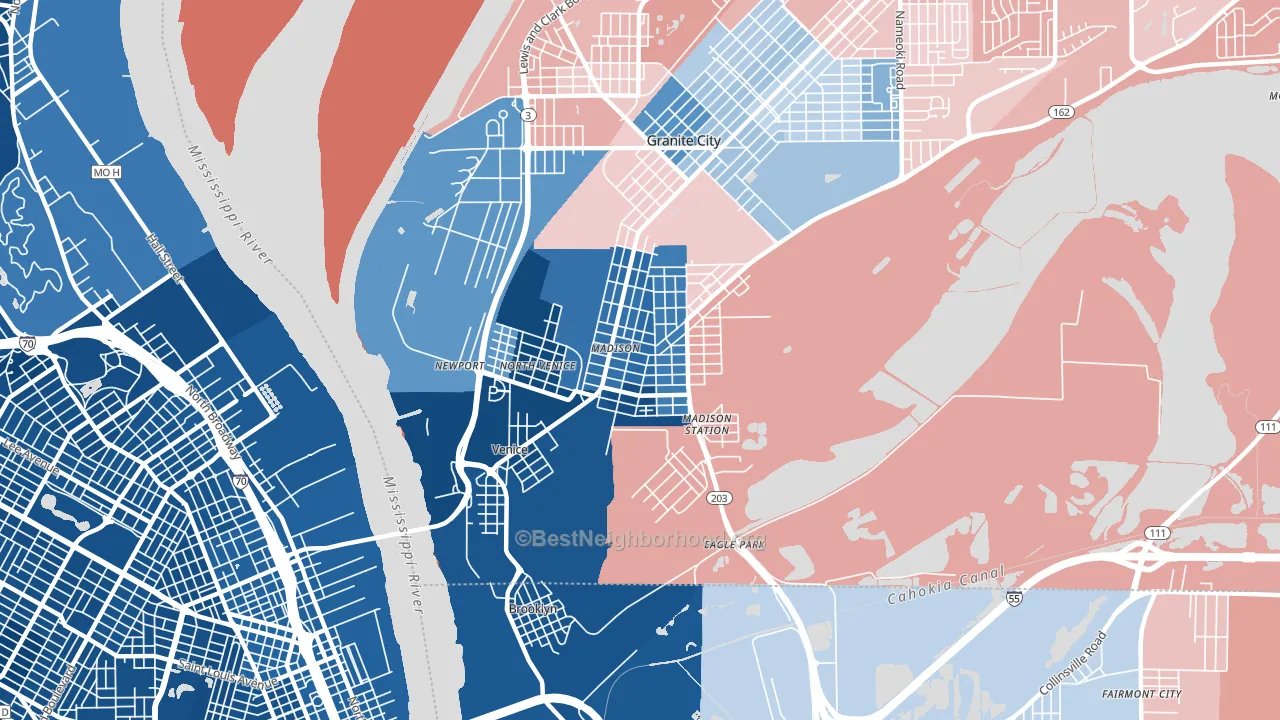 62060, IL block-group political-lean map