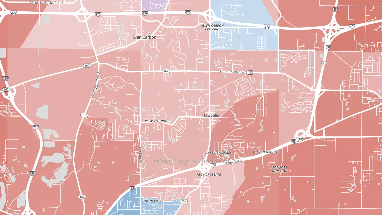 62062, IL block-group political-lean map