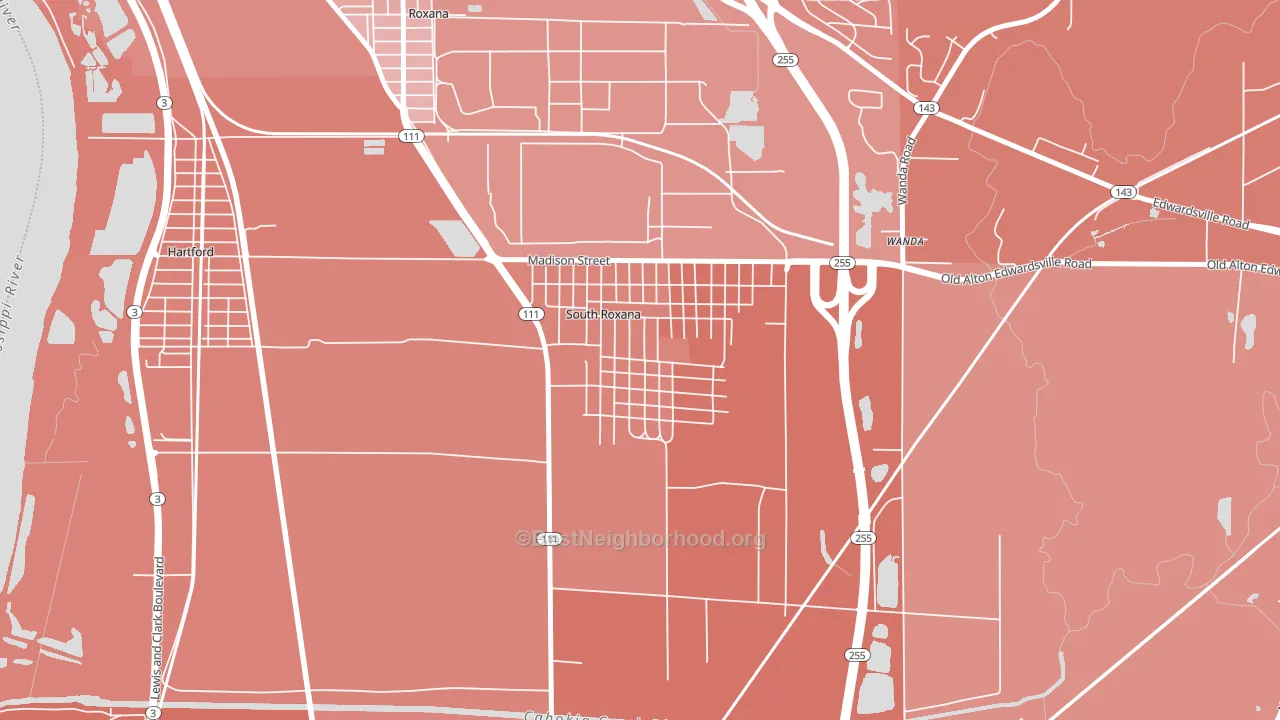 62087, IL block-group political-lean map