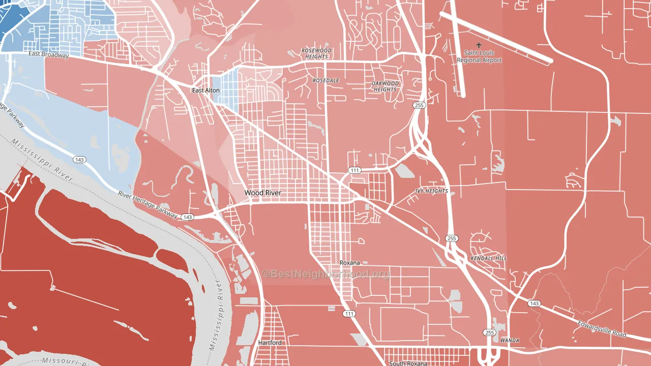 62095, IL block-group political-lean map