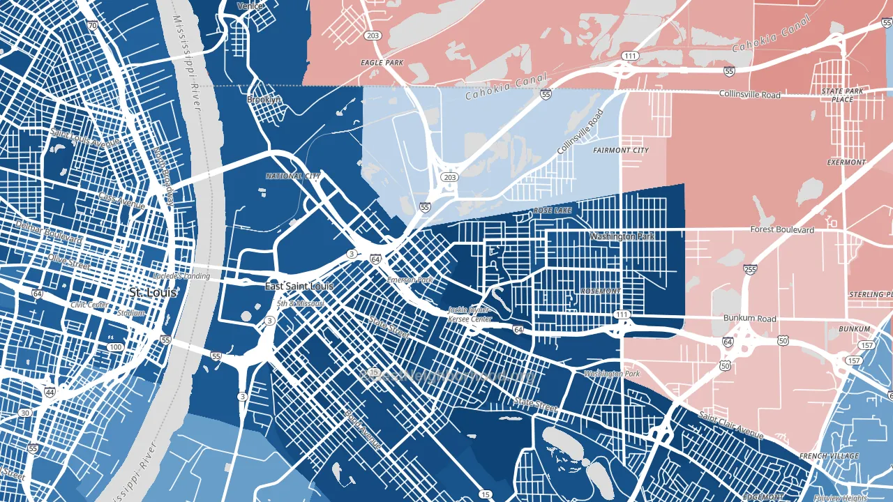 62201, IL block-group political-lean map