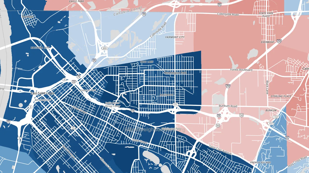 62204, IL block-group political-lean map