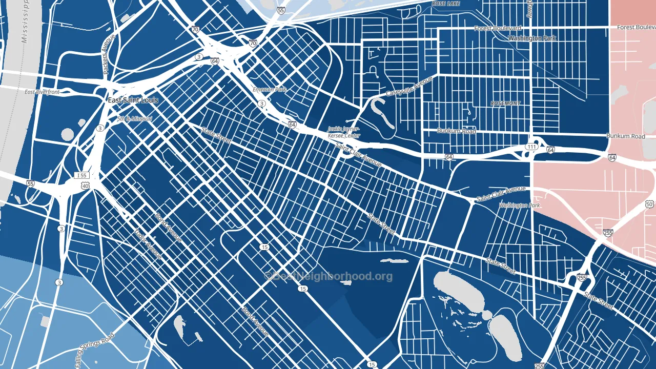 62205, IL block-group political-lean map
