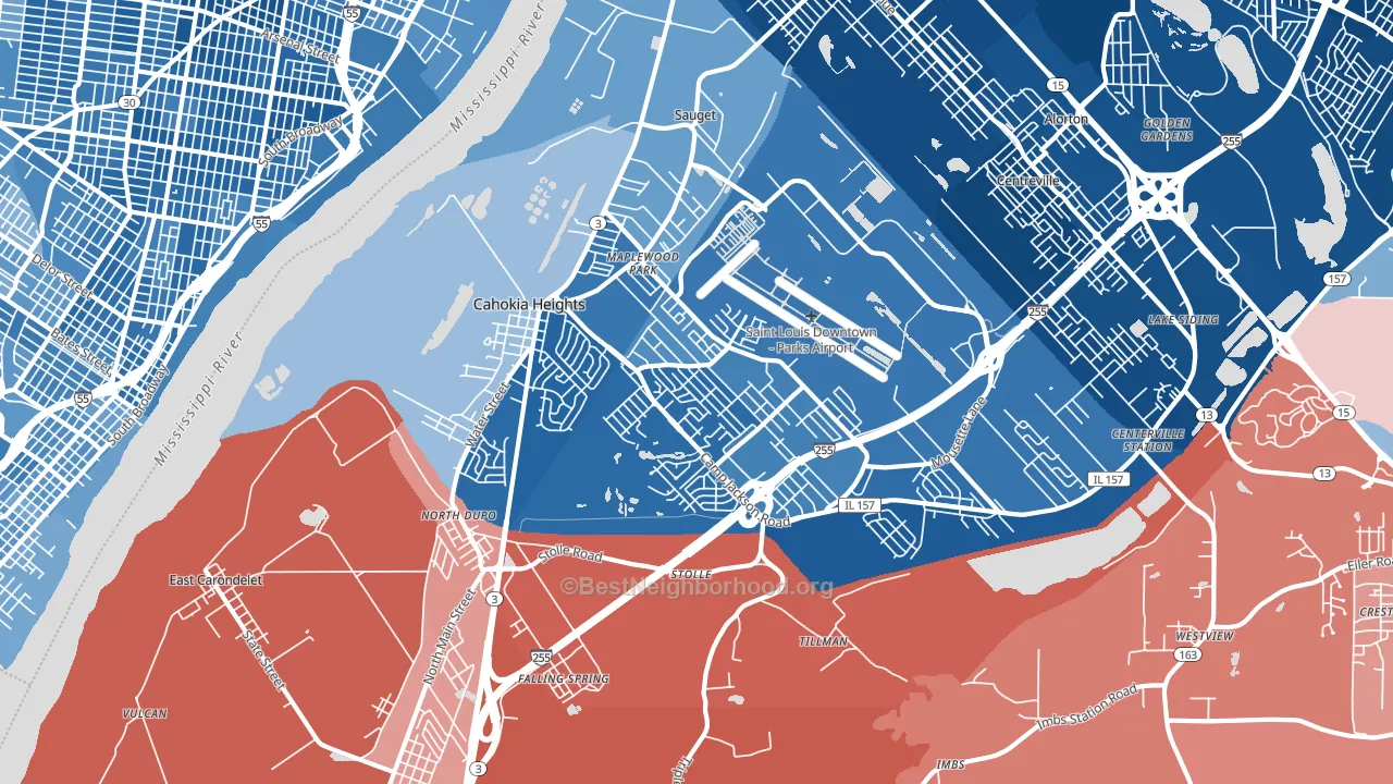 62206, IL block-group political-lean map