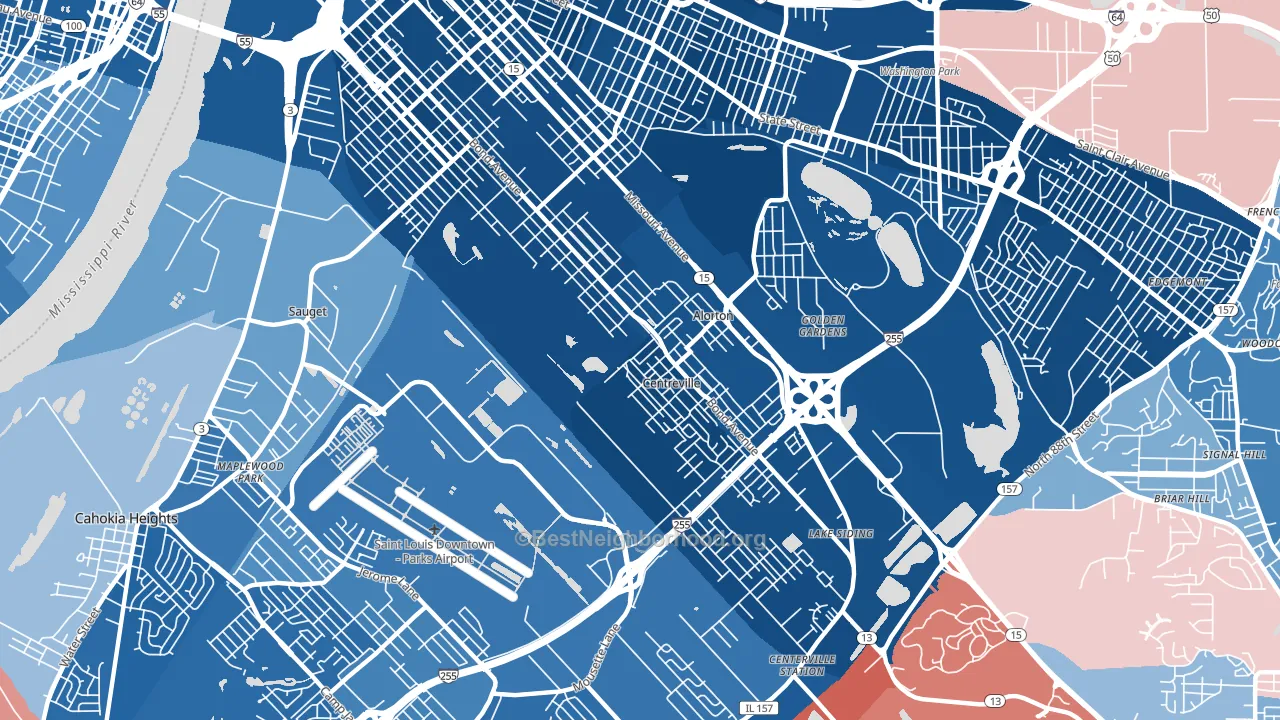 62207, IL block-group political-lean map