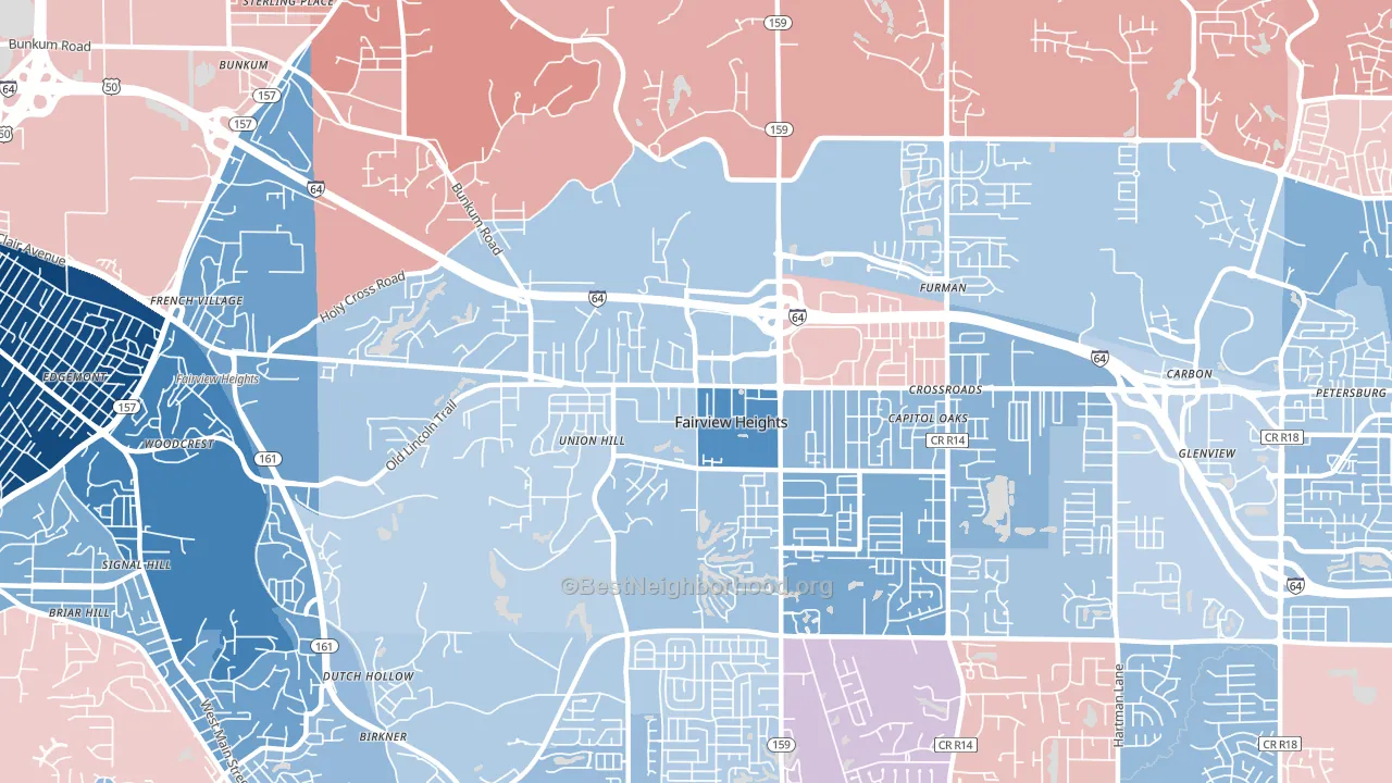 62208, IL block-group political-lean map