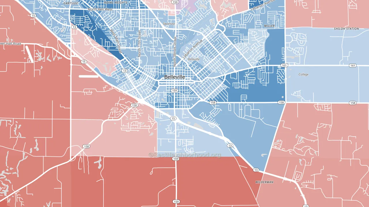 62220, IL block-group political-lean map
