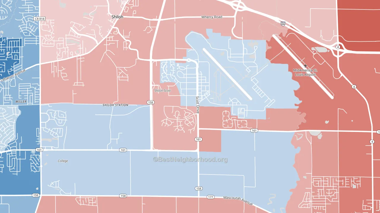 62225, IL block-group political-lean map