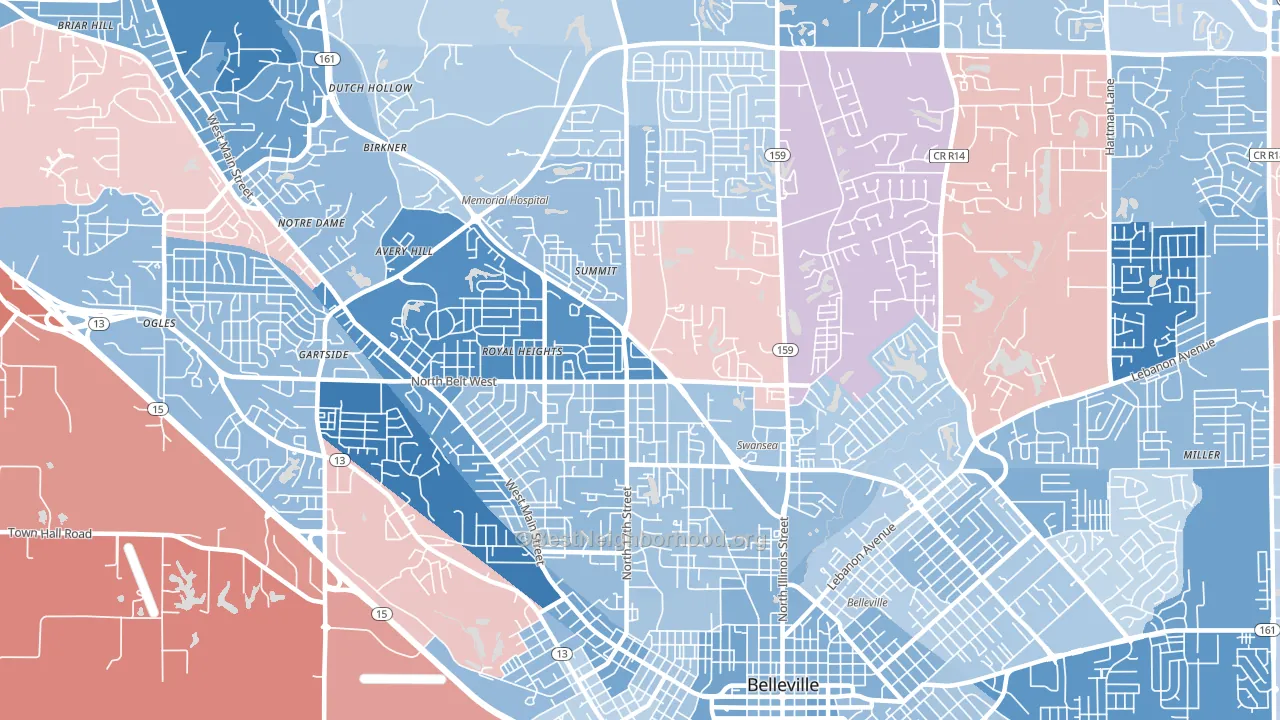 62226, IL block-group political-lean map
