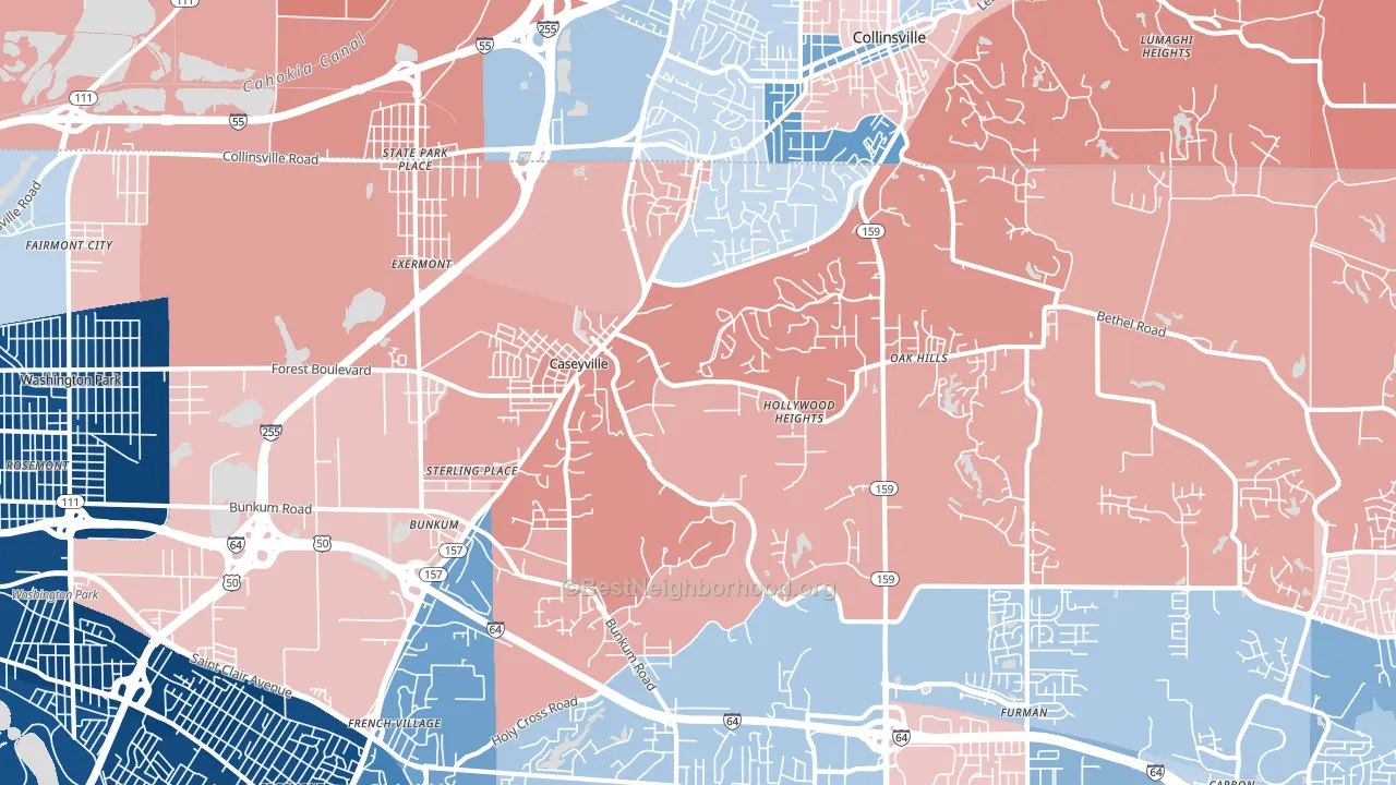 62232, IL block-group political-lean map