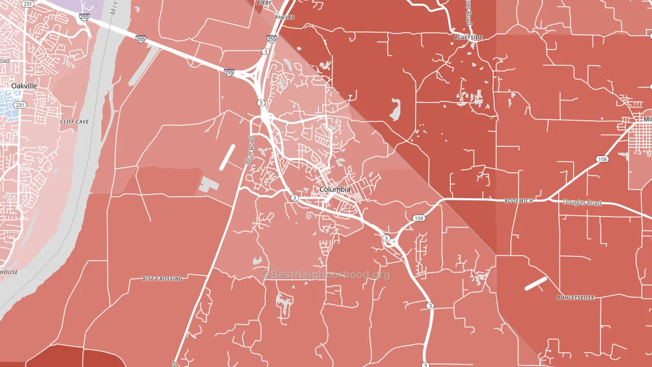 62236, IL block-group political-lean map