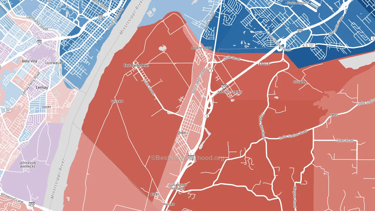 62240, IL block-group political-lean map