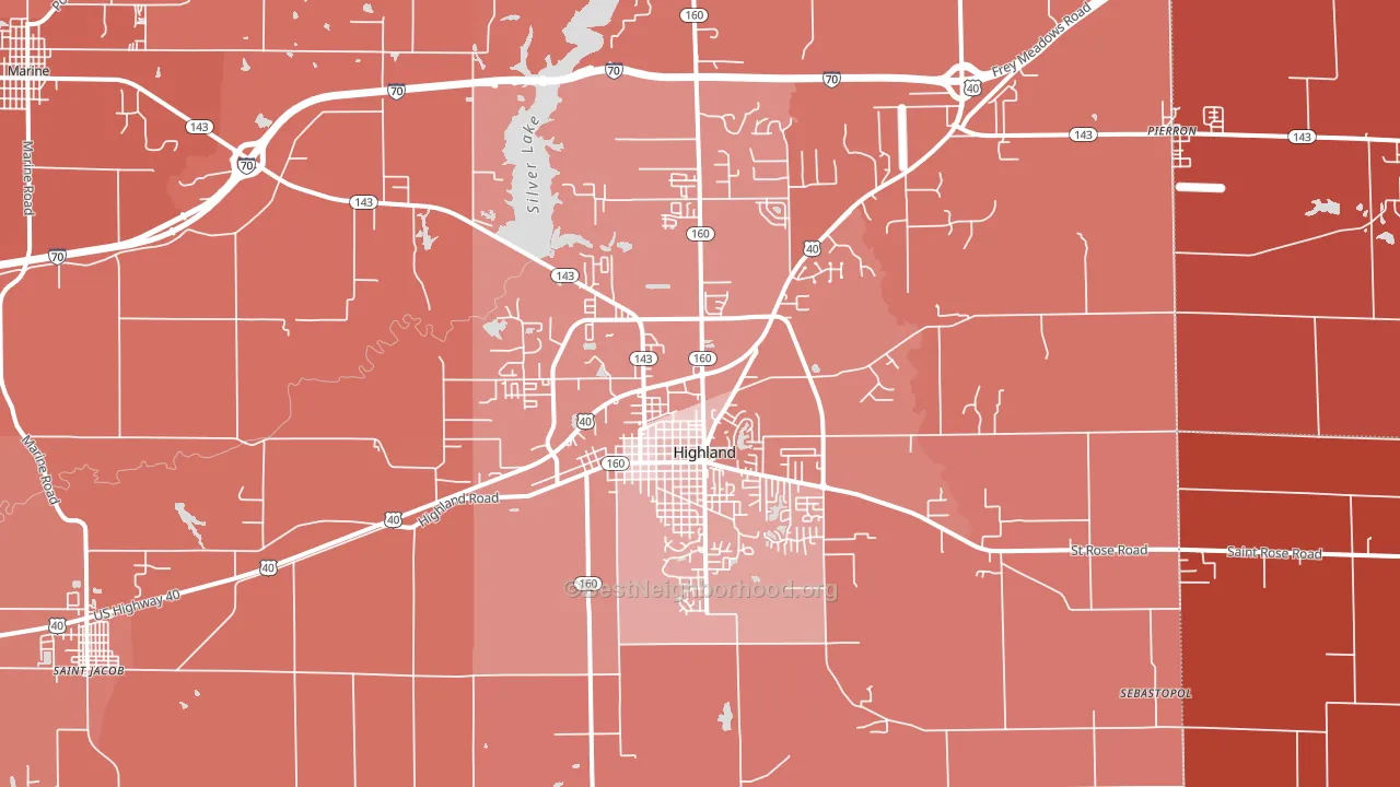 62249, IL block-group political-lean map