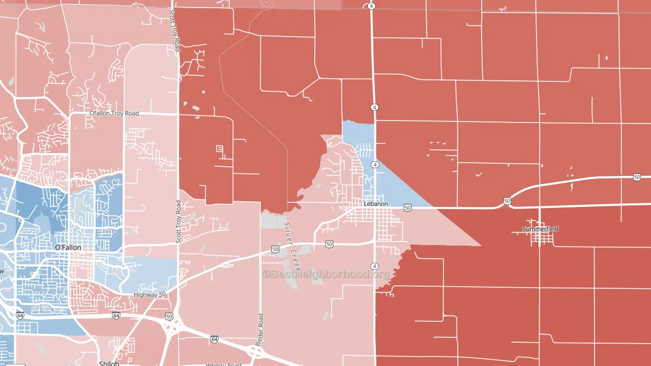 62254, IL block-group political-lean map