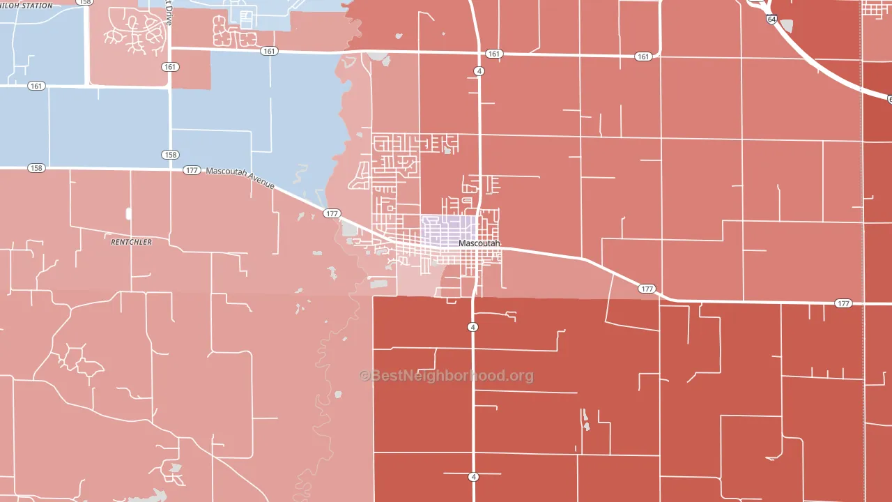 62258, IL block-group political-lean map