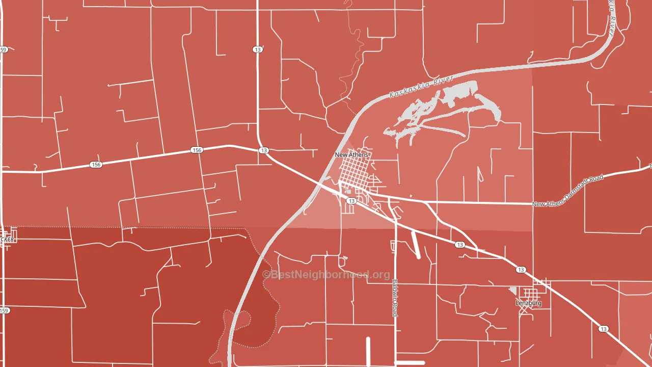 62264, IL block-group political-lean map