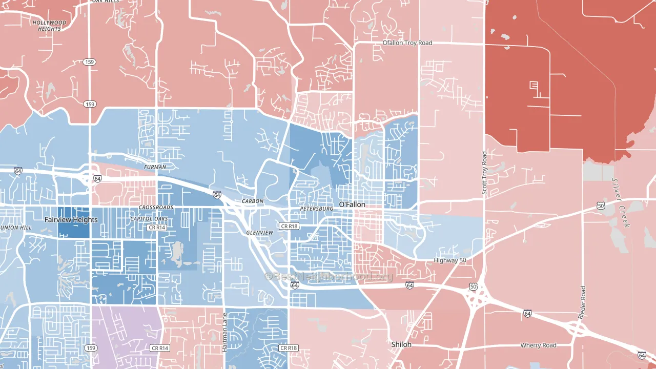 62269, IL block-group political-lean map