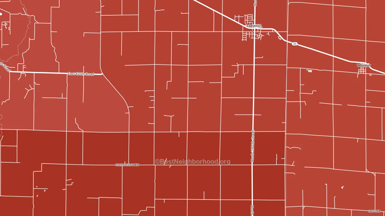 62424, IL block-group political-lean map