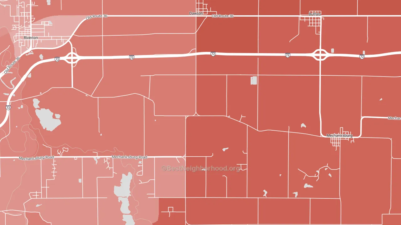 62520, IL block-group political-lean map