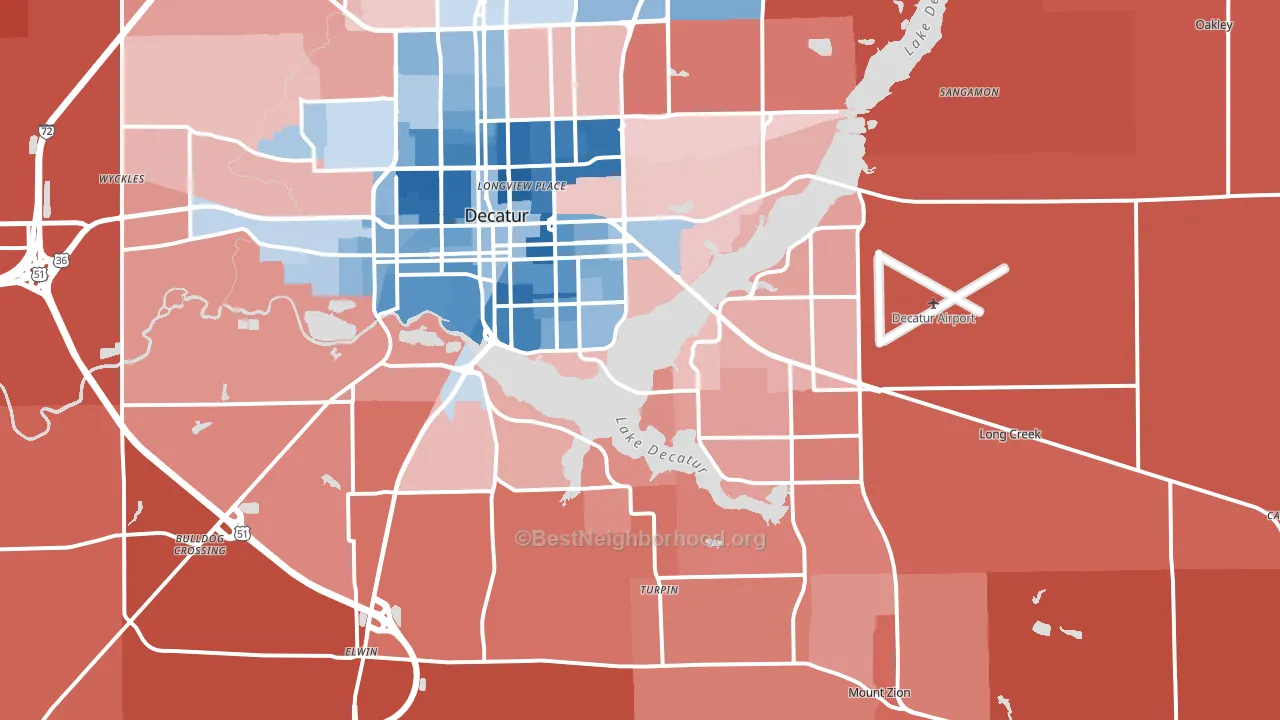 62521, IL block-group political-lean map