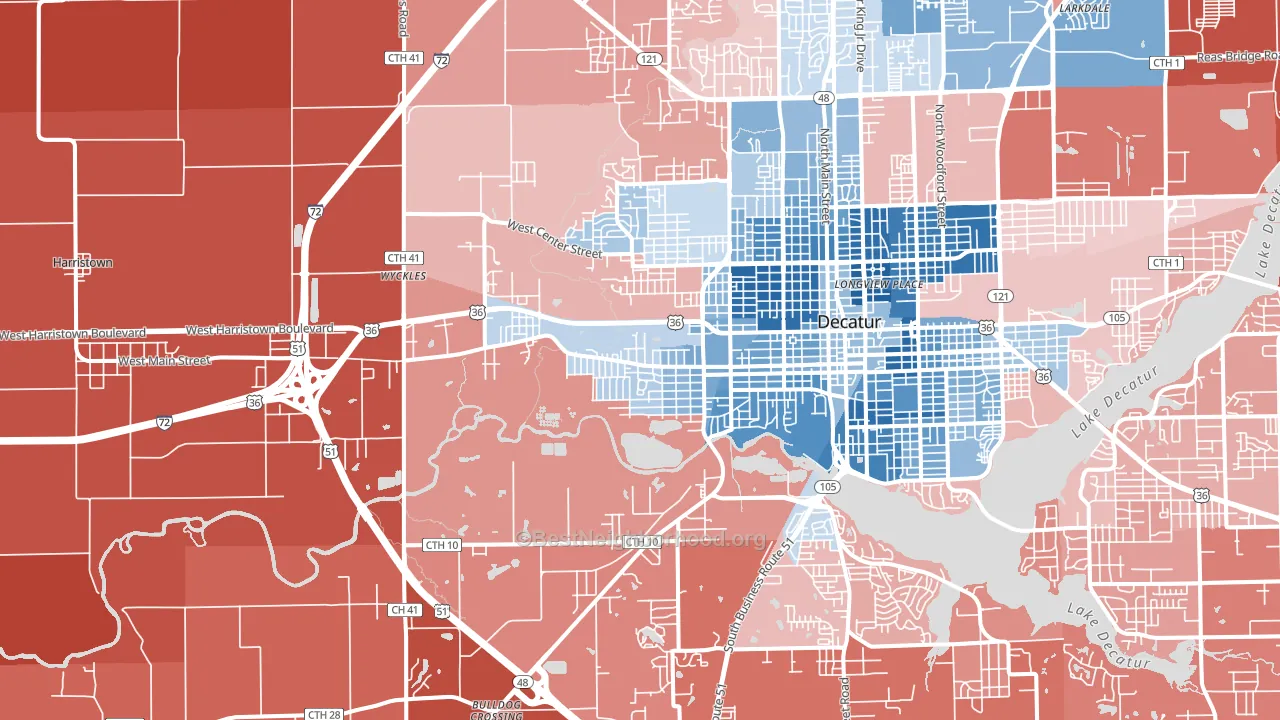 62522, IL block-group political-lean map