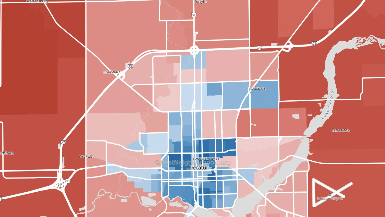 62526, IL block-group political-lean map