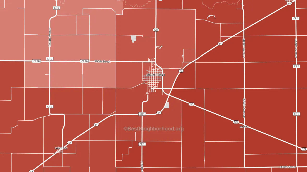 62548, IL block-group political-lean map