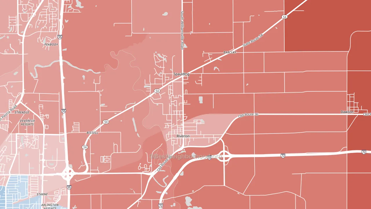62561, IL block-group political-lean map