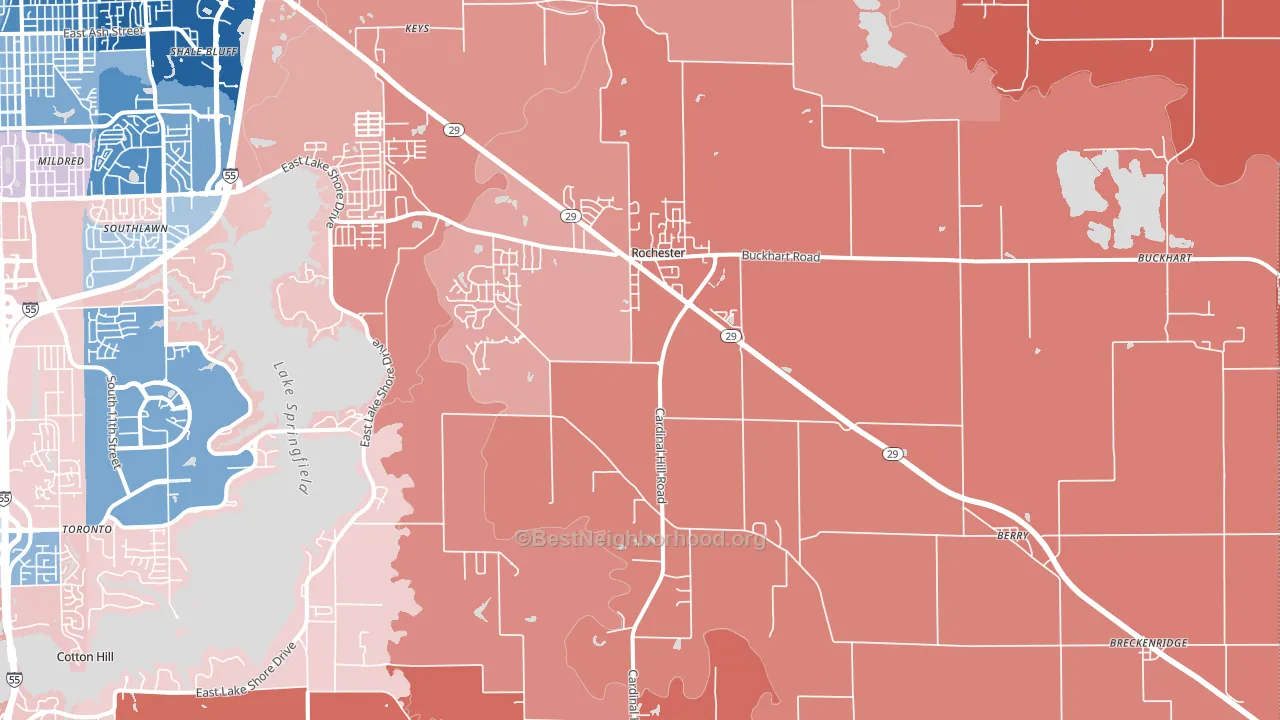 62563, IL block-group political-lean map