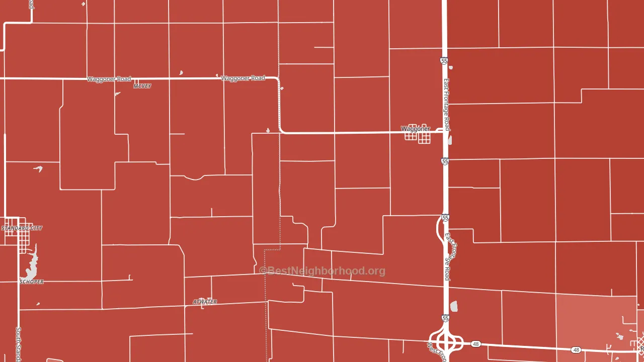 62572, IL block-group political-lean map