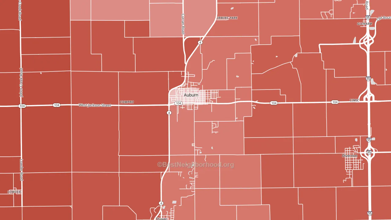 62615, IL block-group political-lean map
