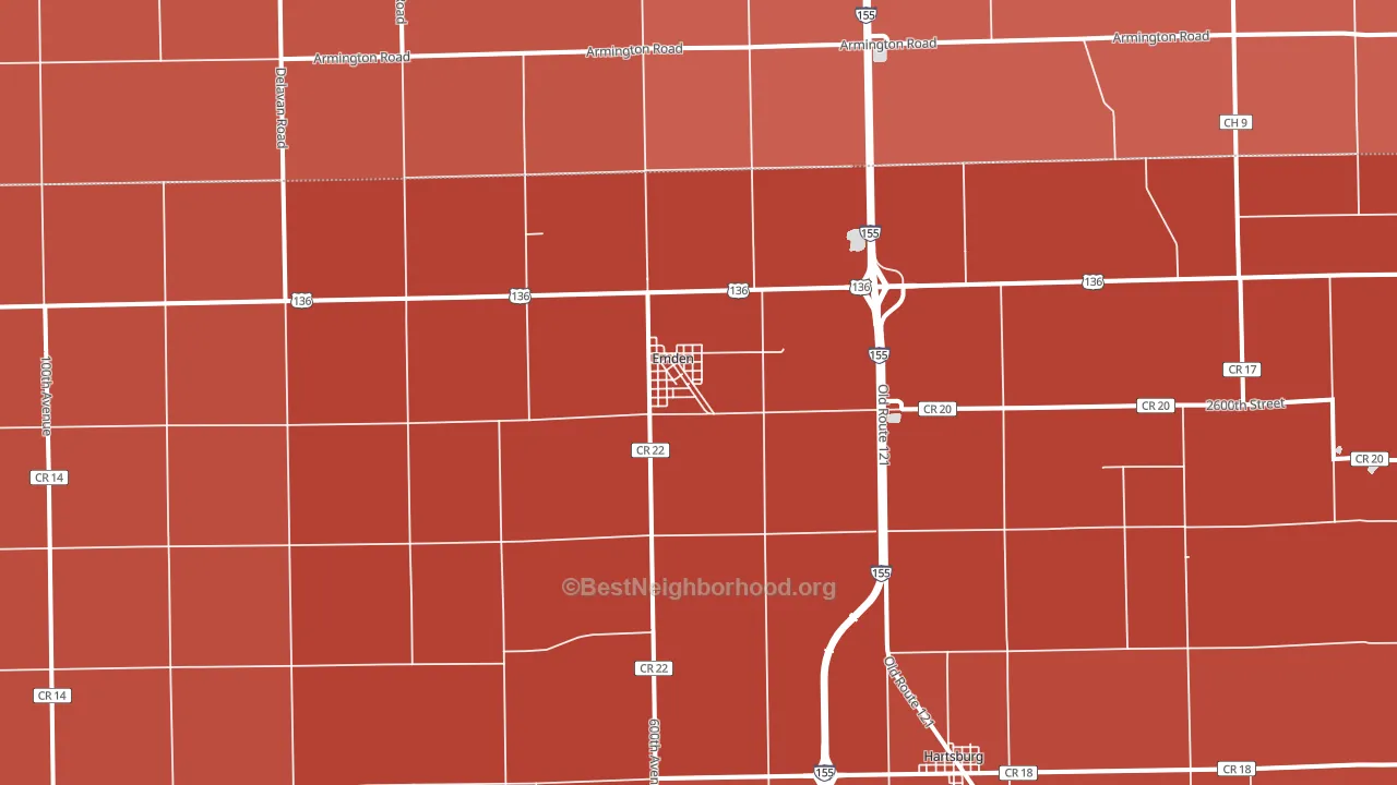 62635, IL block-group political-lean map