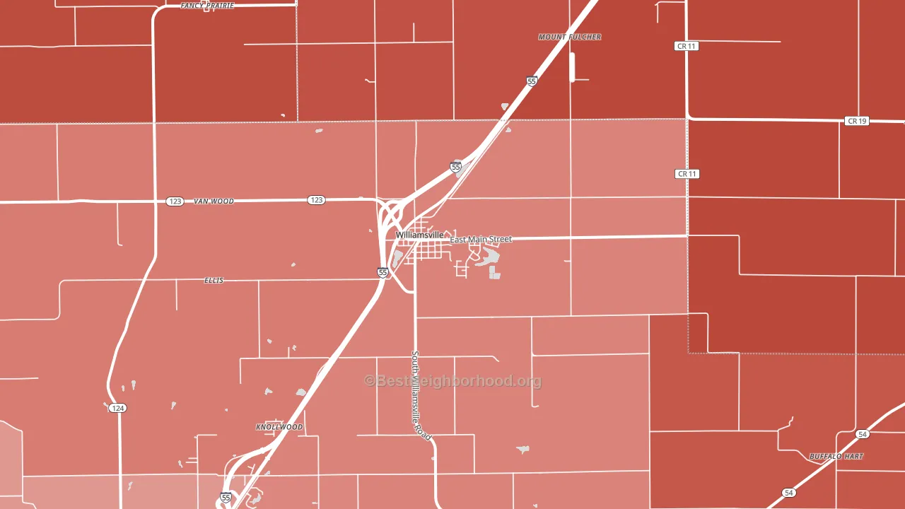 62693, IL block-group political-lean map