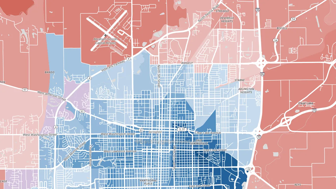 62702, IL block-group political-lean map