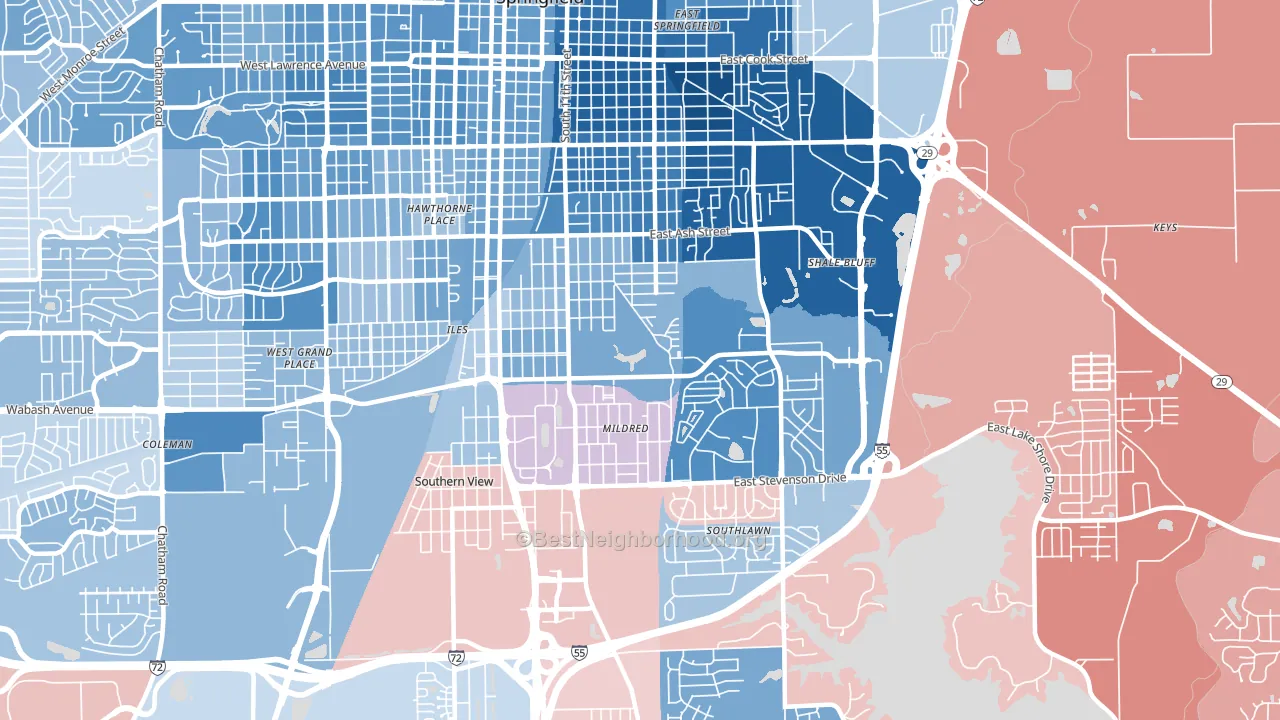 62703, IL block-group political-lean map