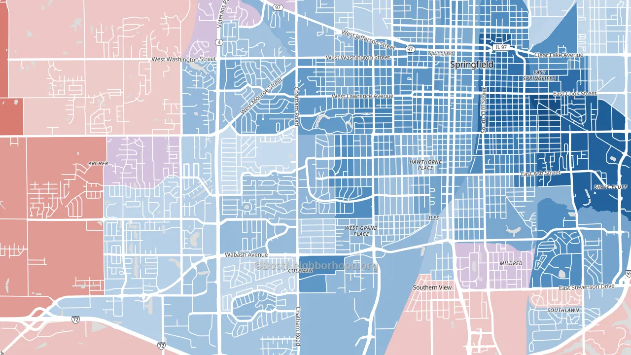 62704, IL block-group political-lean map