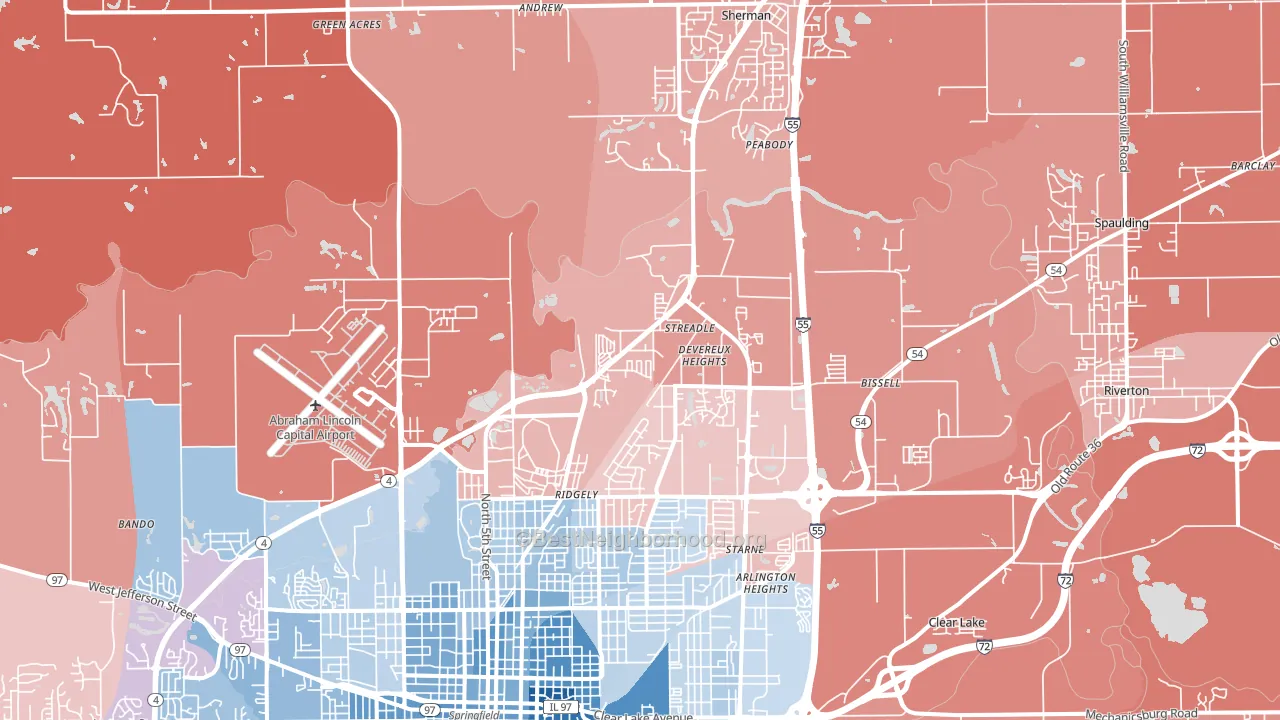62707, IL block-group political-lean map