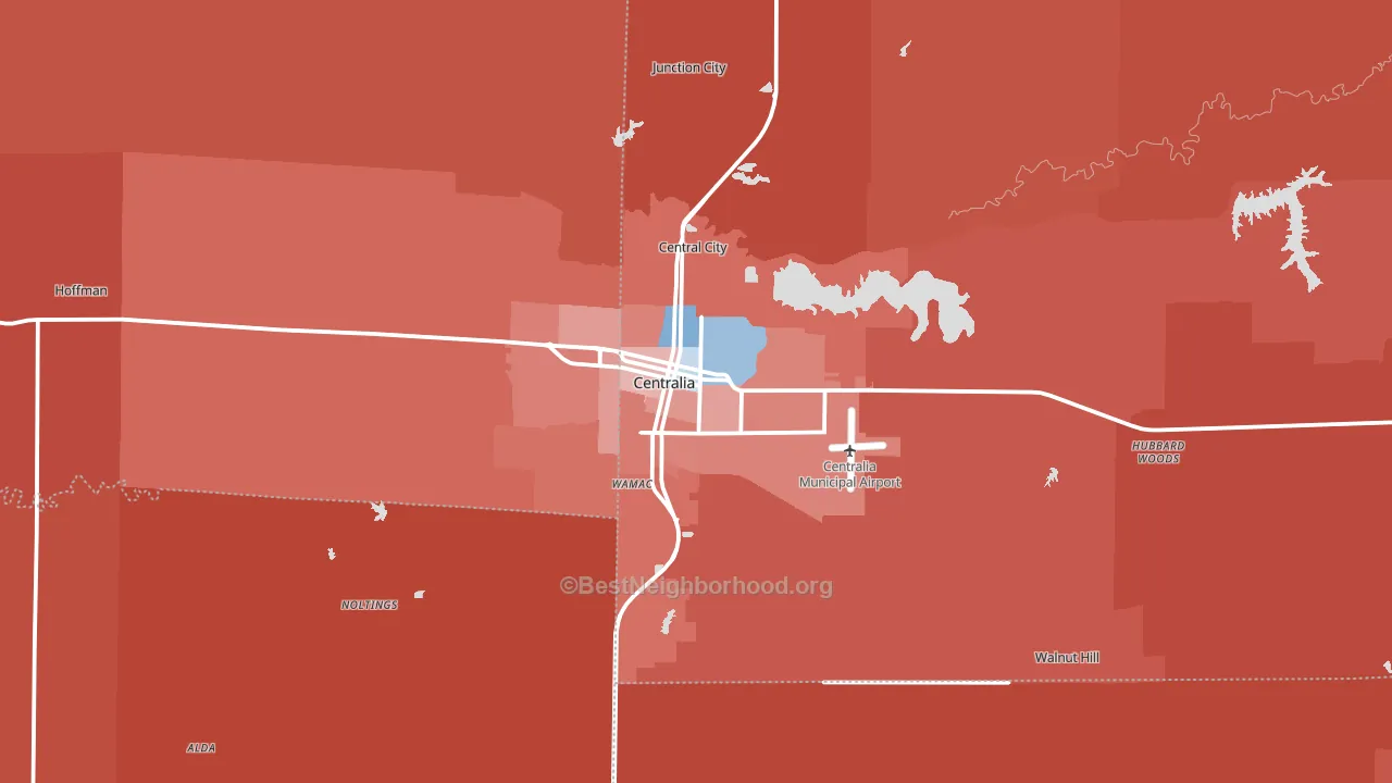 62801, IL block-group political-lean map