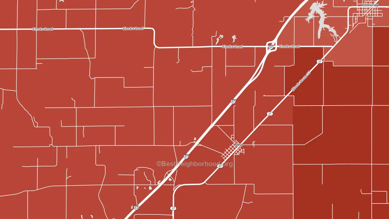62807, IL block-group political-lean map