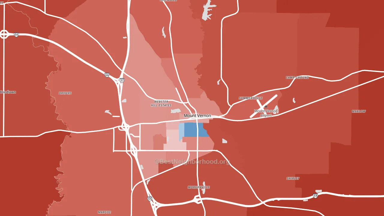 62864, IL block-group political-lean map