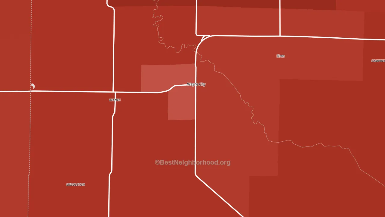 62895, IL block-group political-lean map