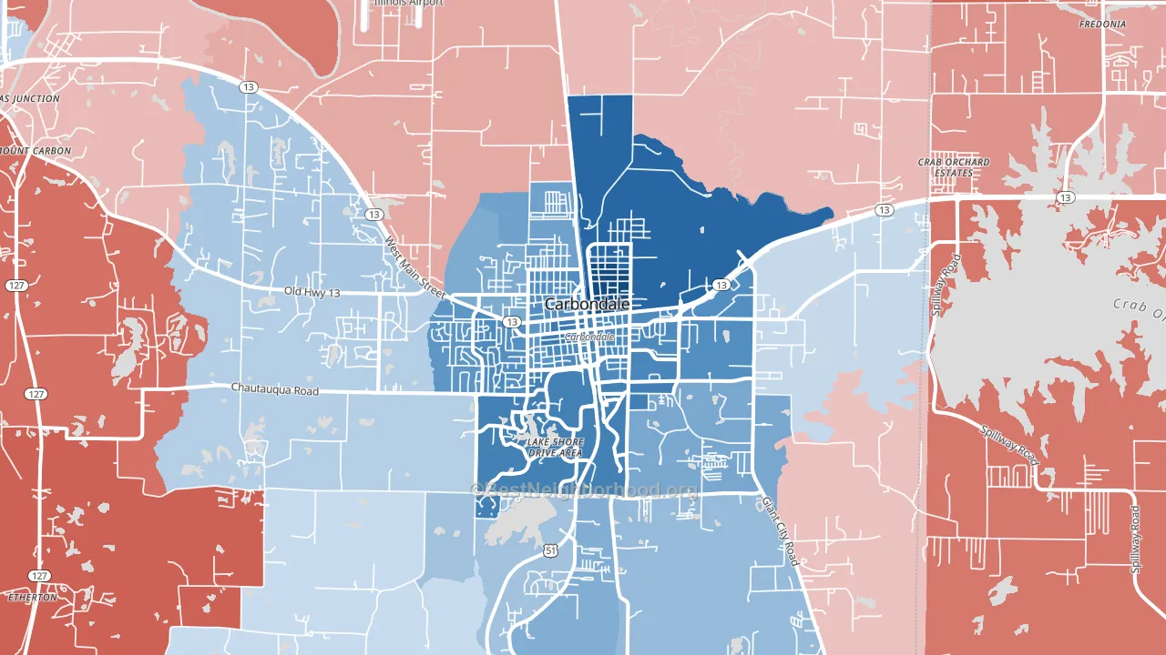 62901, IL block-group political-lean map