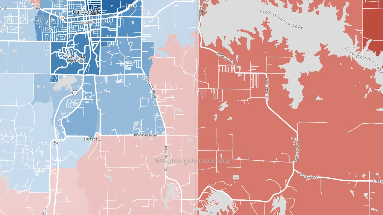 62902, IL block-group political-lean map