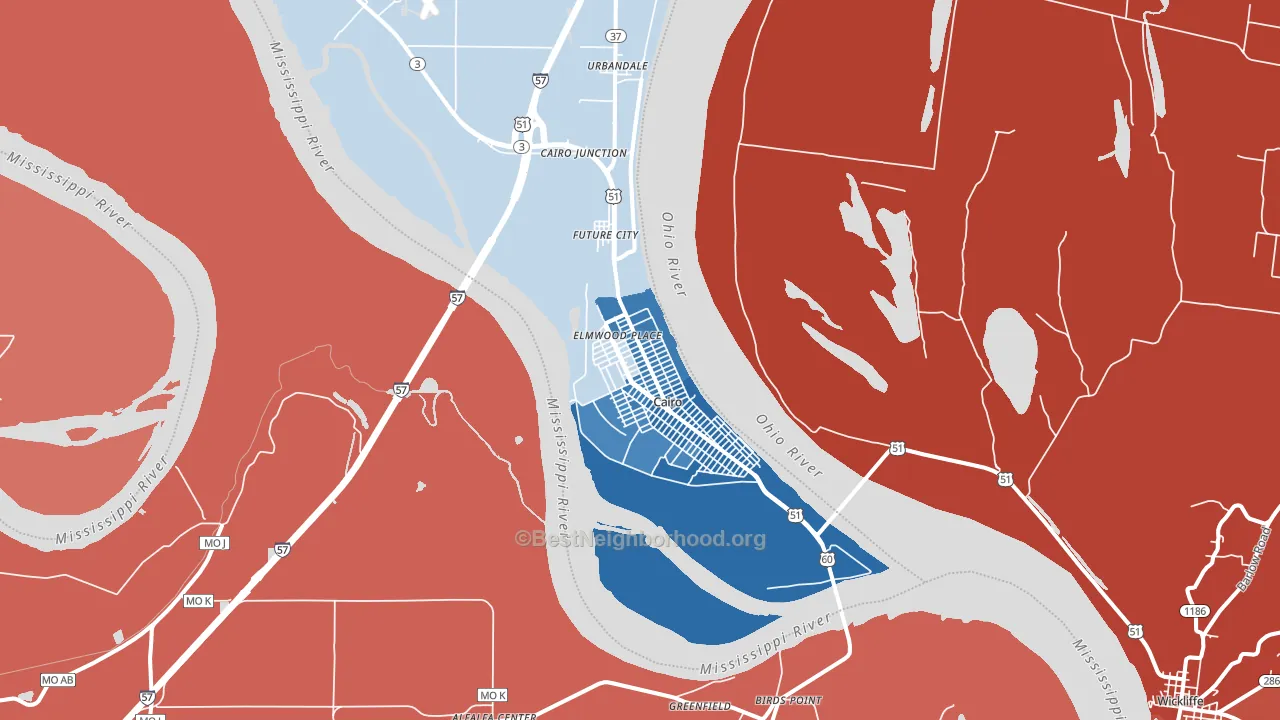 62914, IL block-group political-lean map