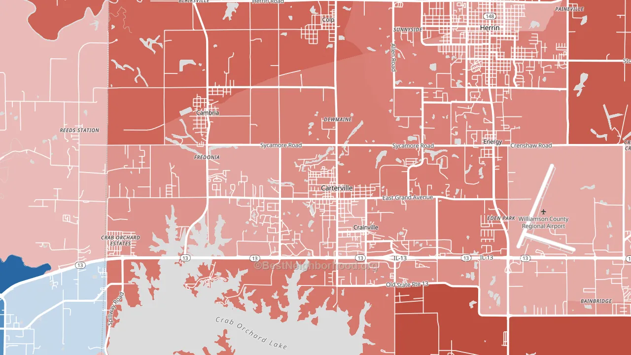 62918, IL block-group political-lean map